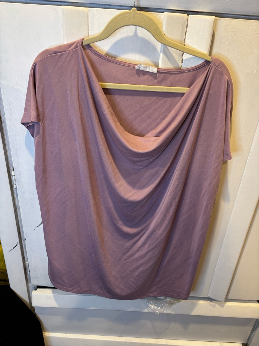 Maurices Draped Neck Short-Sleeve Top - Mauve